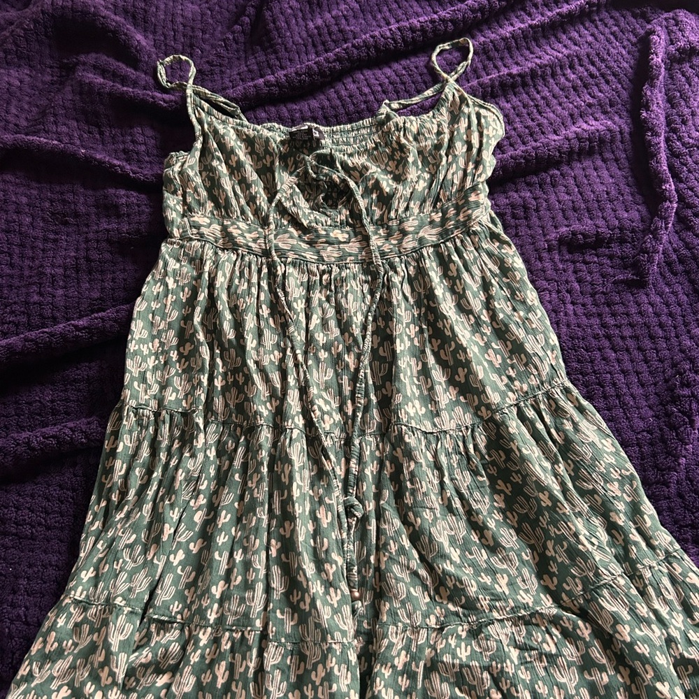 Green Cactus Print Dress